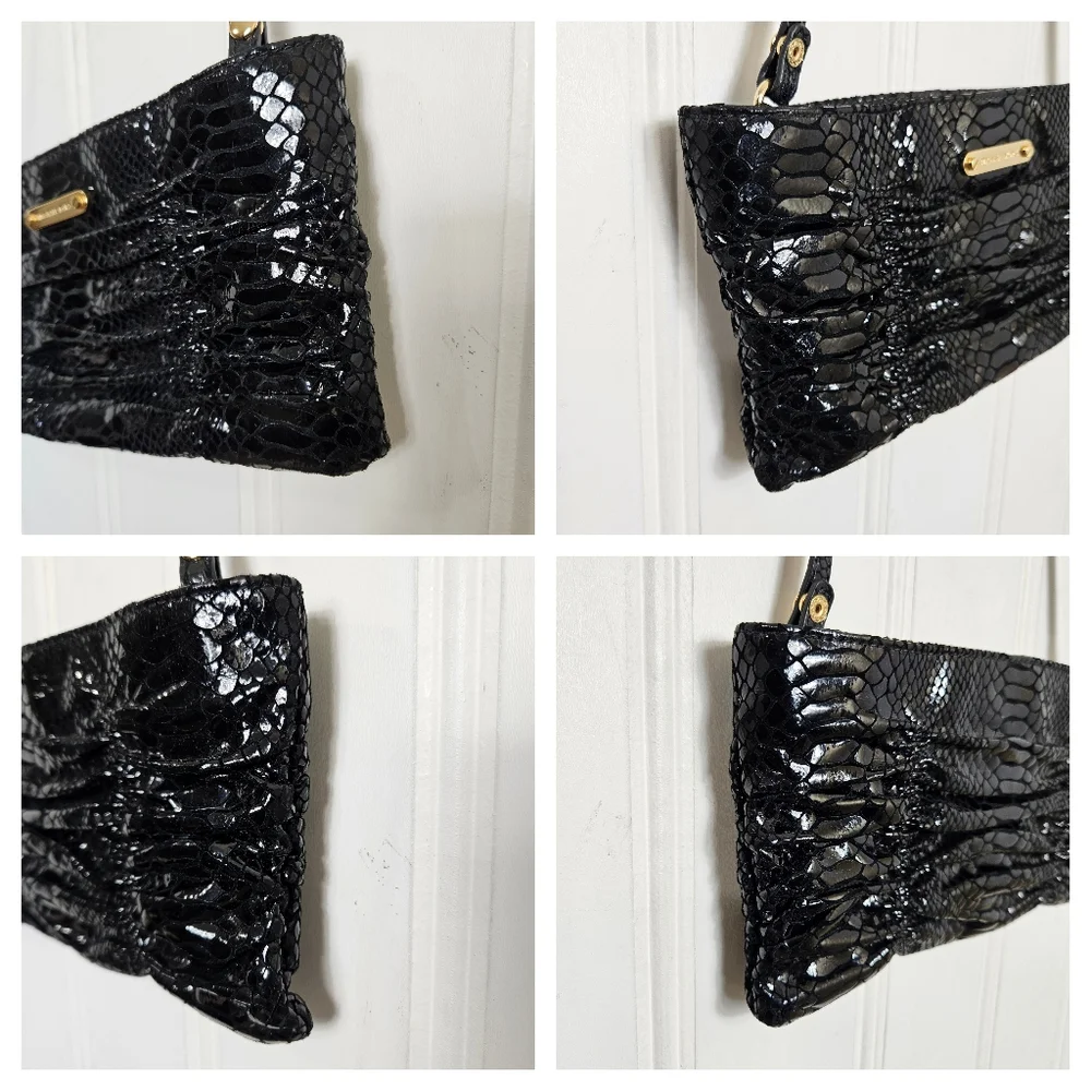 Michael Kors Clutch OS Ruched Leather Convertible Crossbody Shoulder Purse Black